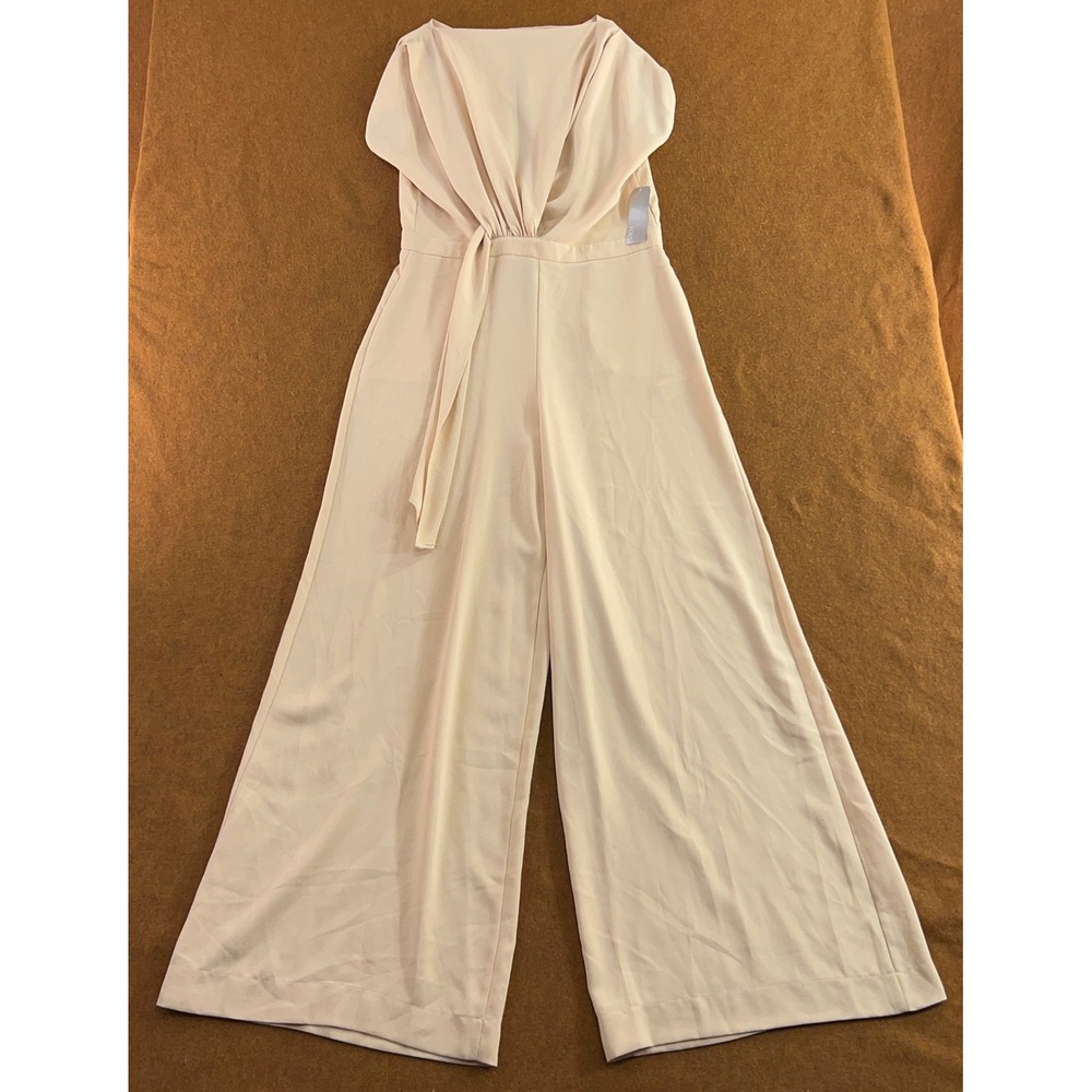 Setre Women Large Blush Pink Twist Front Wide Leg Jumpsuit NWT